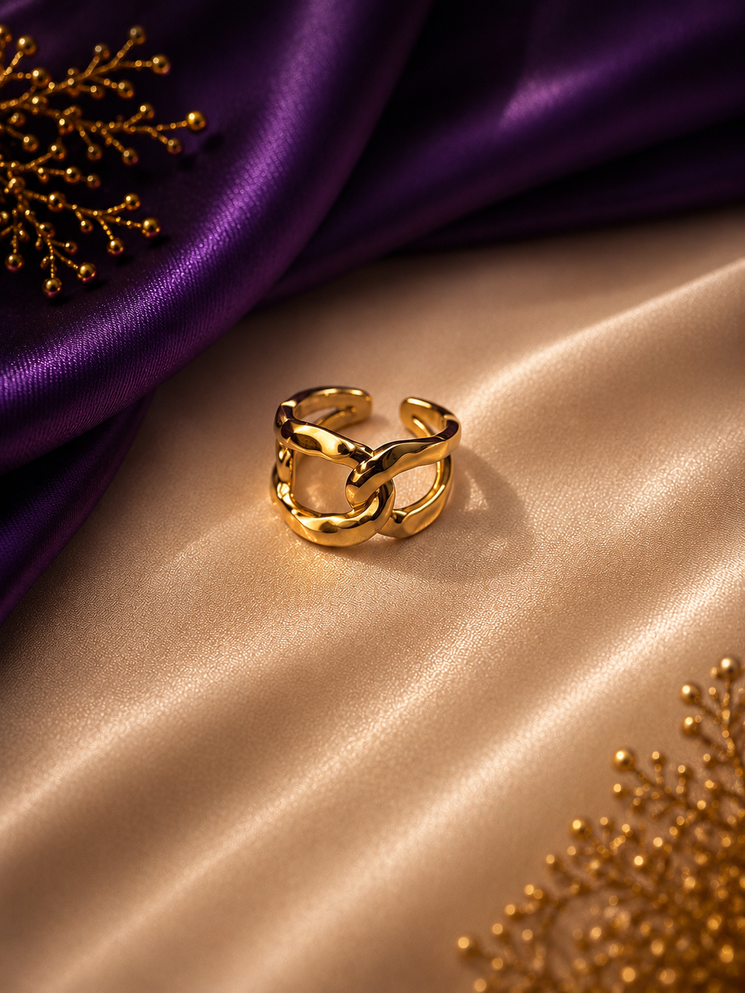 Gold Cuban Chain Link Adjustable Ring
