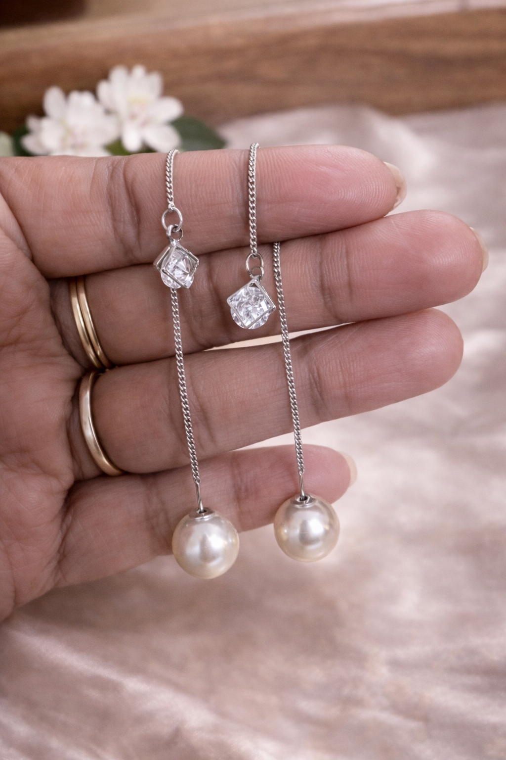 Crystal & Pearl Drop Earrings