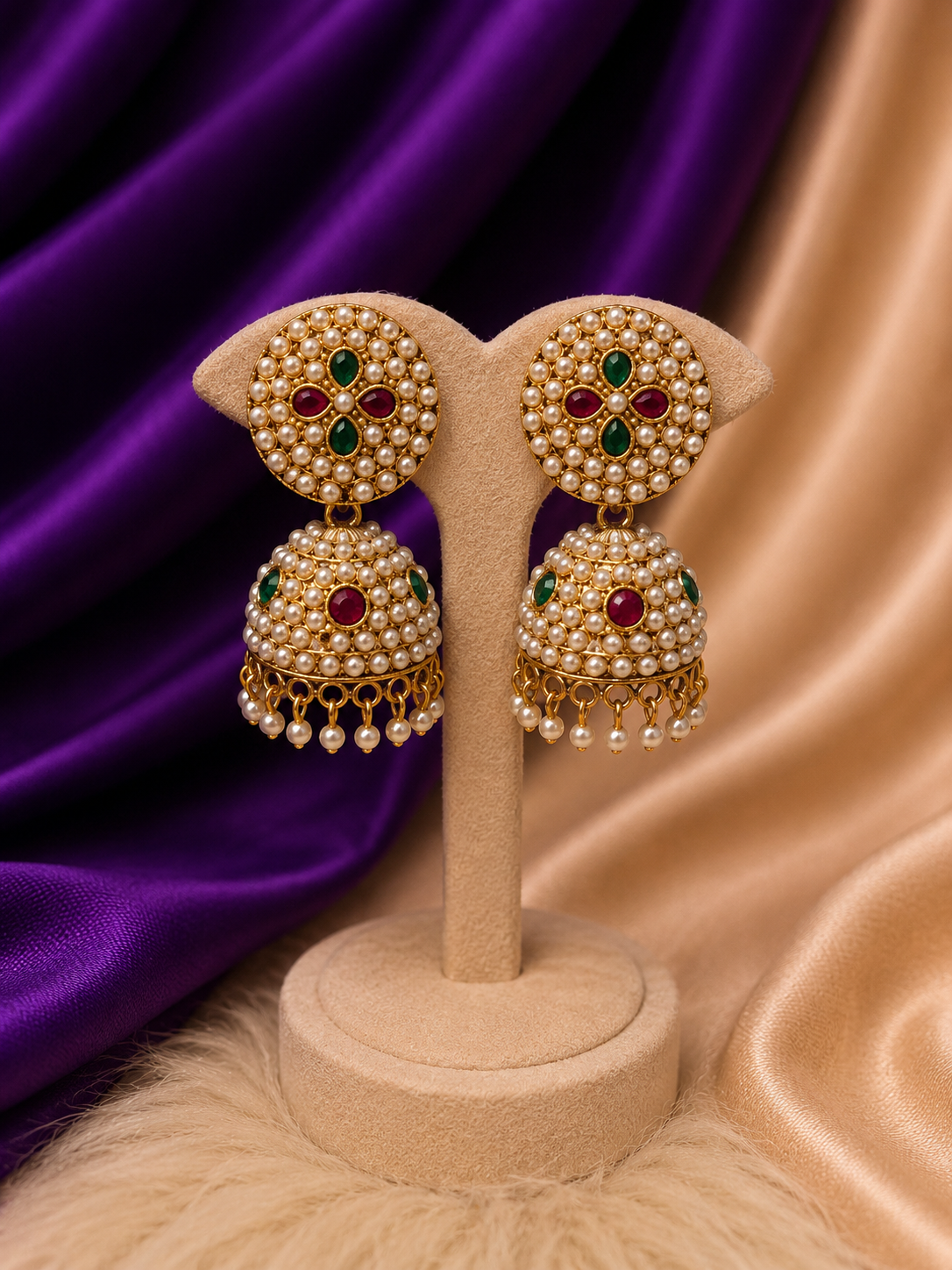 Traditional Pearl Jhumka Earrings