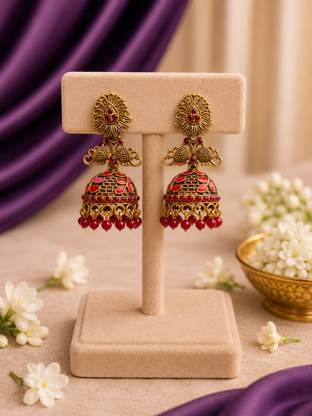 Peacock Fan Jhumka Earrings