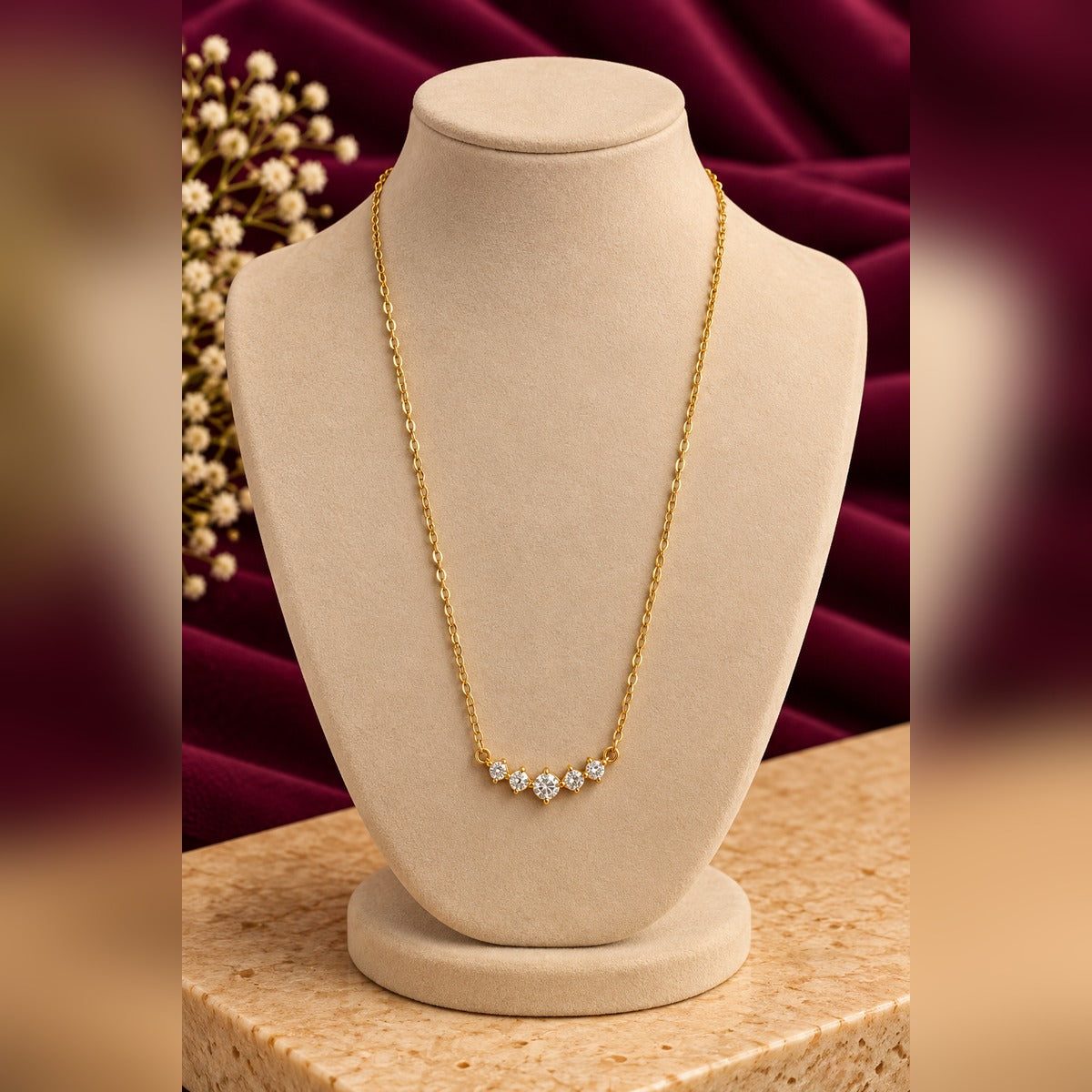 Gold Crystal Cluster Necklace