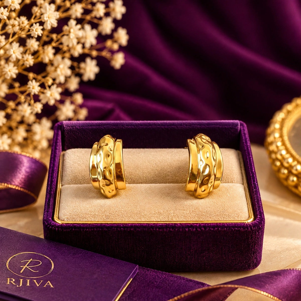 Gold Hammered Hoop Earrings
