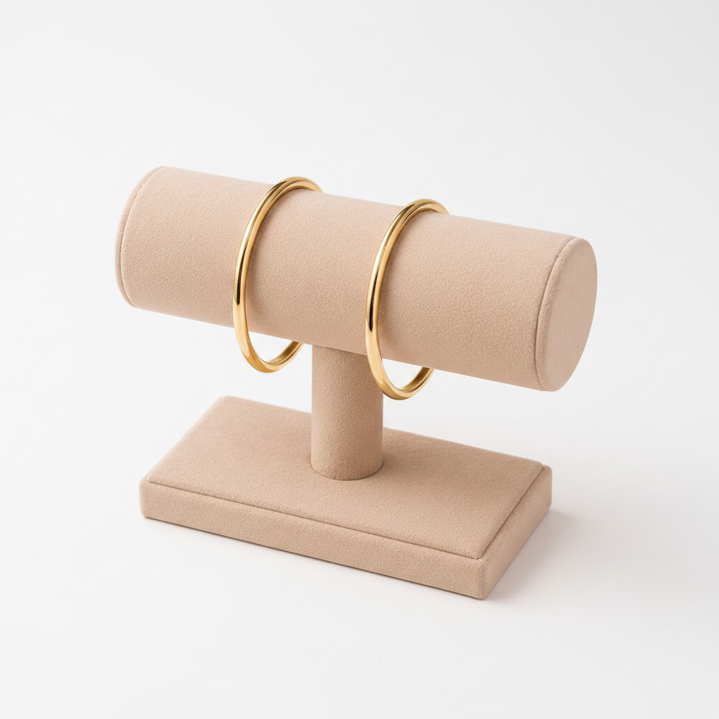 Gold Plain Bangle Set of 2 on white background