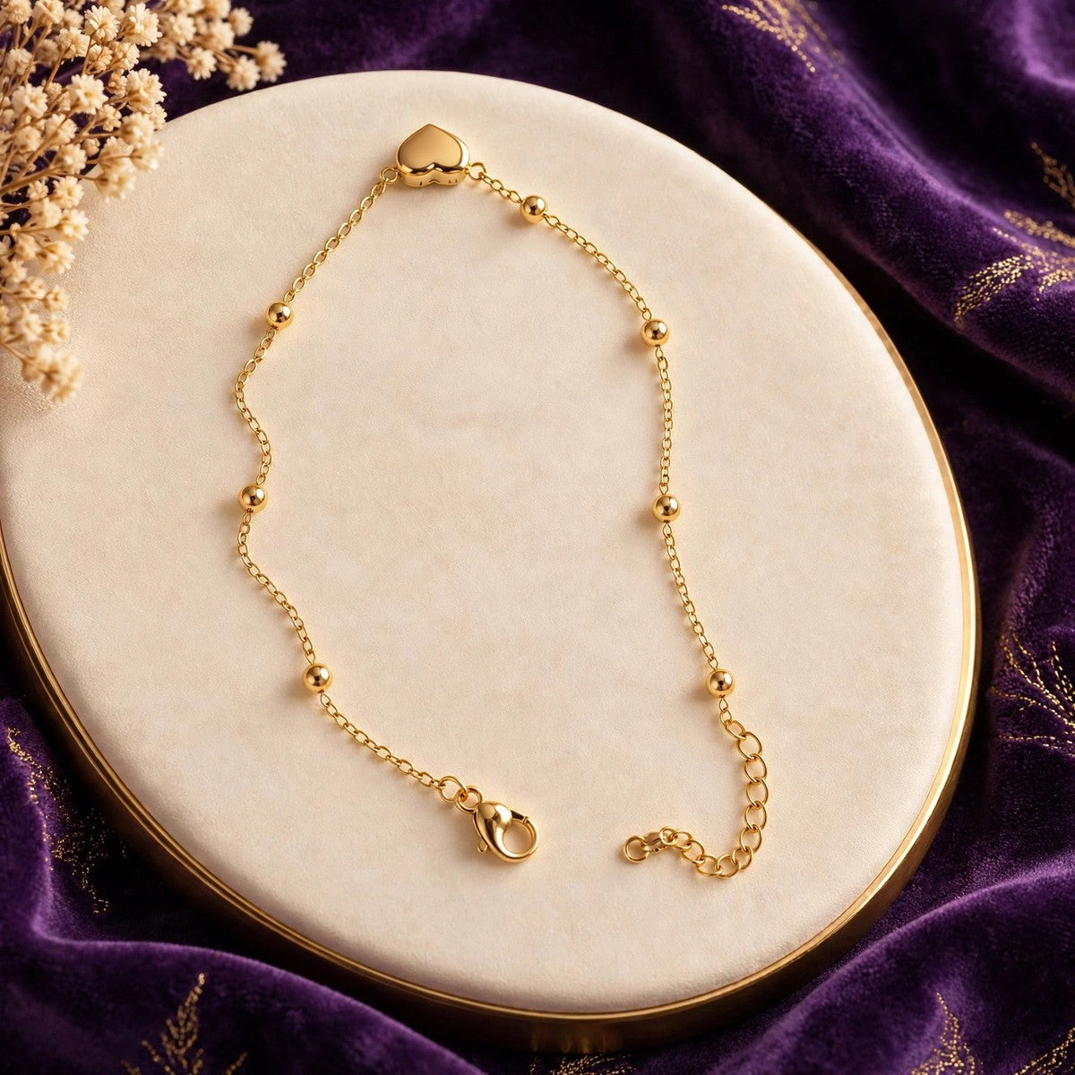Gold-Tone Beaded Anklet