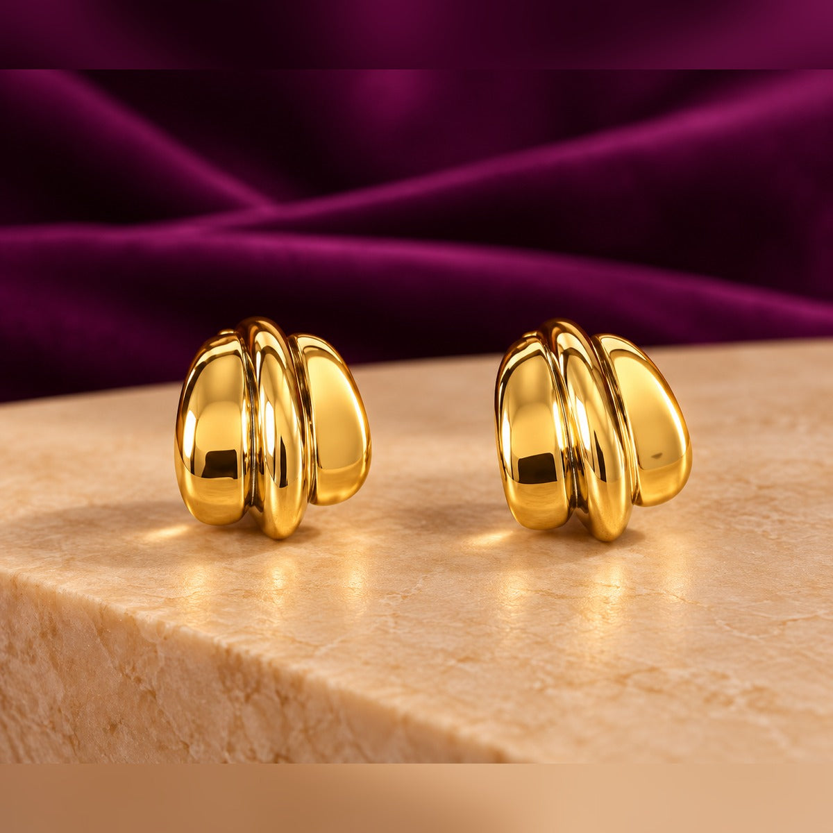 Sculptural Gold Twist Stud Earrings