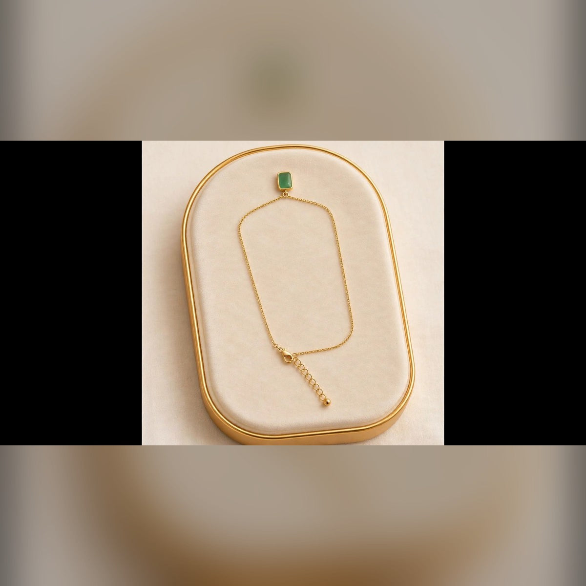Emerald Stone Chain Anklet