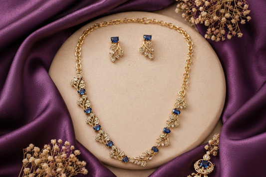 Introducing the Sapphire Blue Gold Necklace Set — Nature's Beauty in Every Link