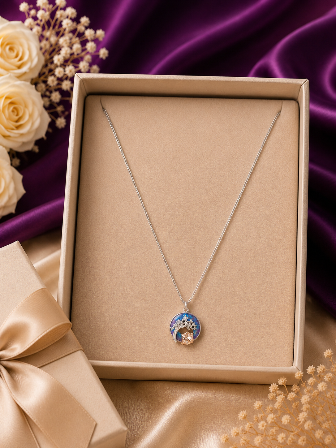 Blue Moon Star Crystal Pendant Necklace