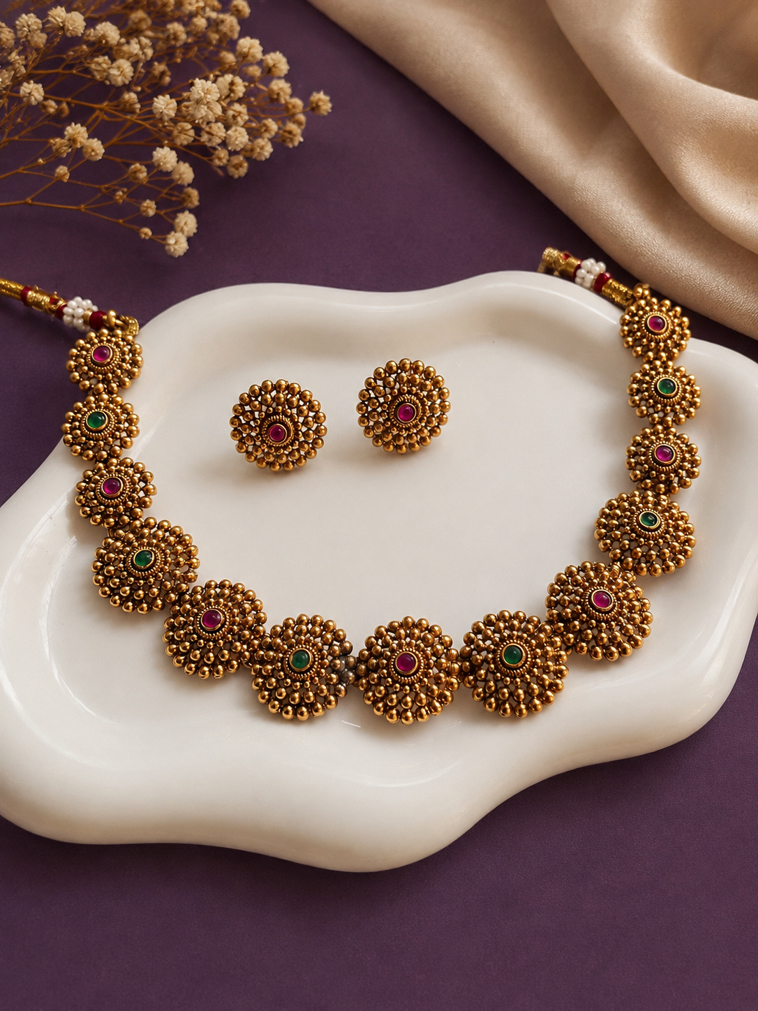 Antique Gold Coin Necklace Set
