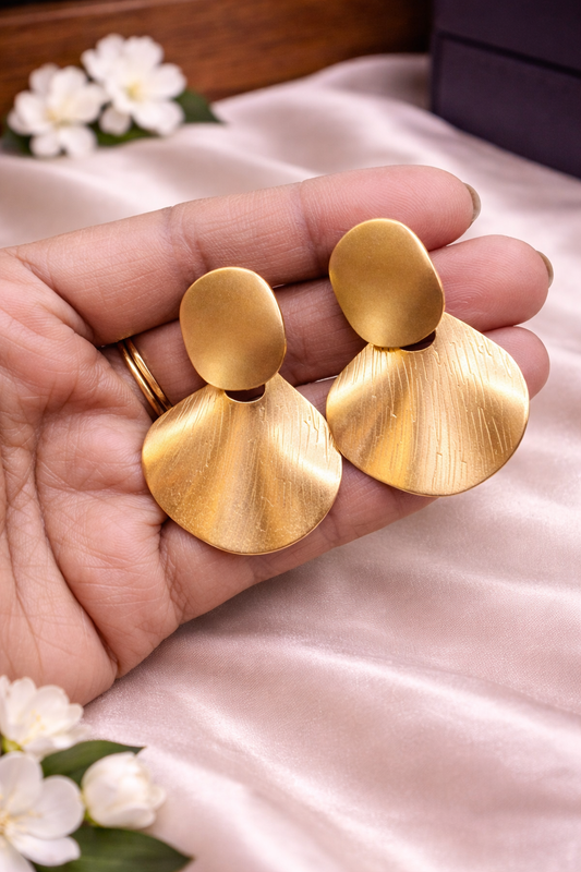 Matte Gold Geometric Drop Earrings