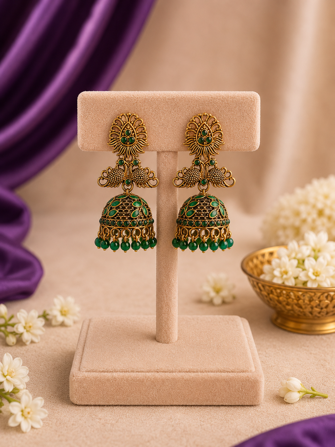 Peacock Fan Jhumka Earrings
