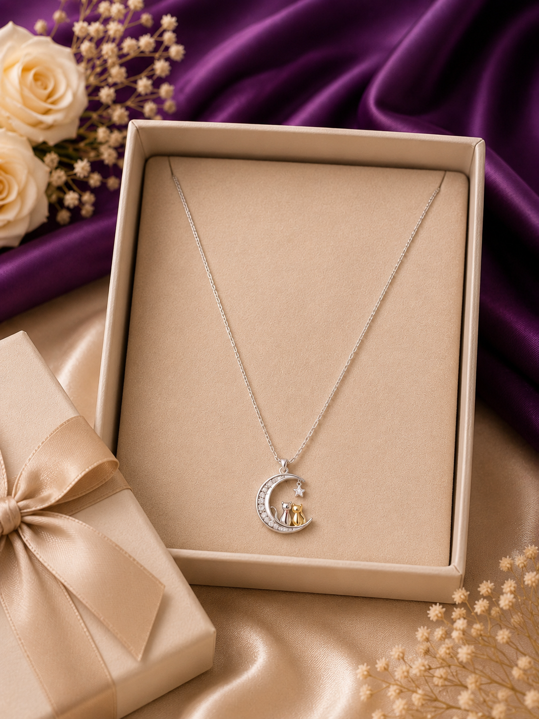 Moon & Cats Pendant Necklace
