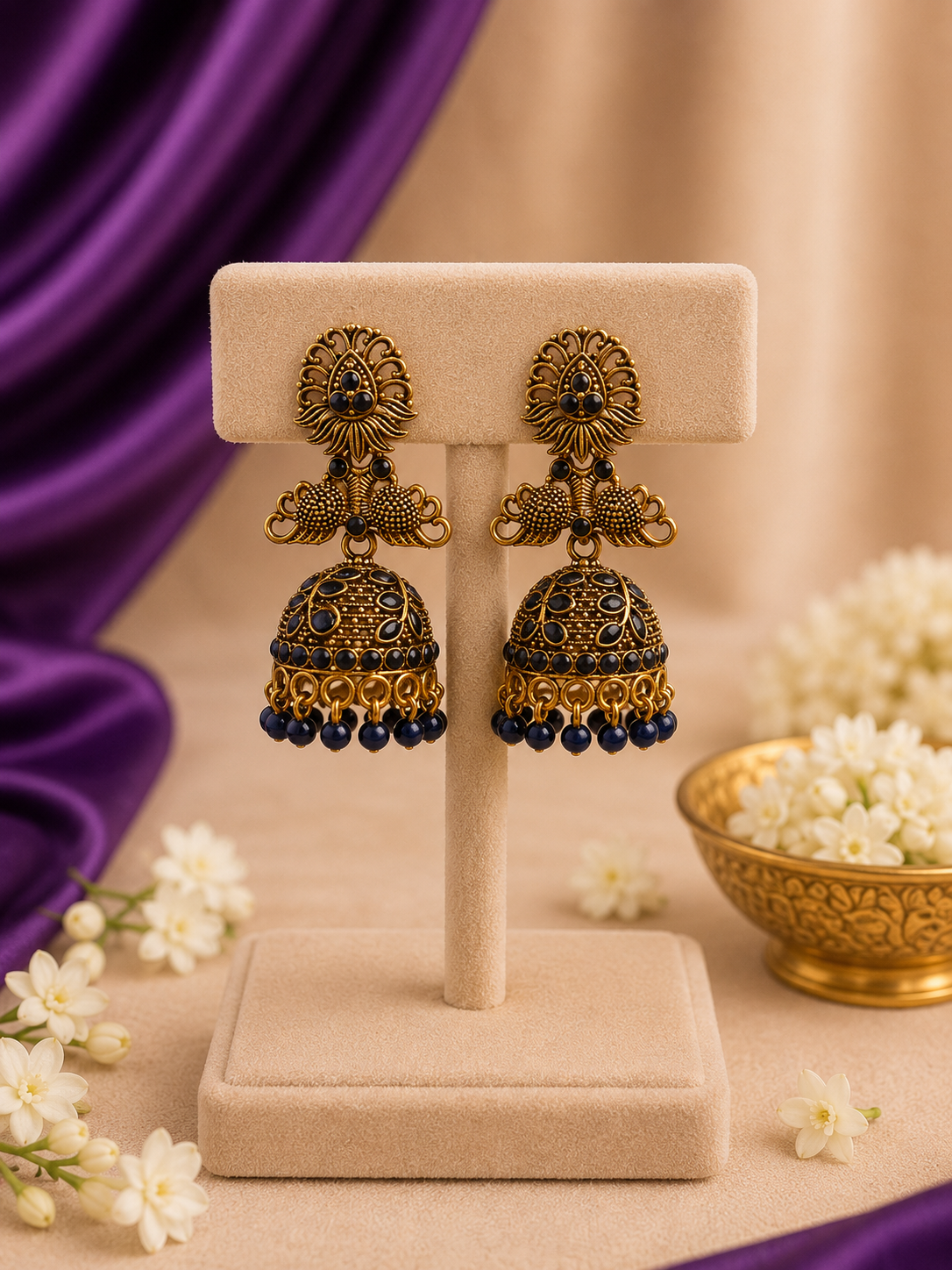 Peacock Fan Jhumka Earrings