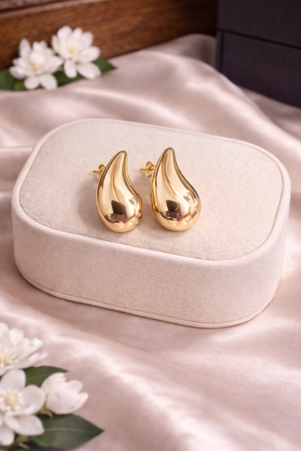 Chunky Gold Teardrop Stud Earrings