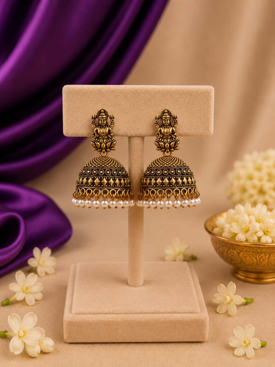 Lakshmi Temple Jhumka Earrings