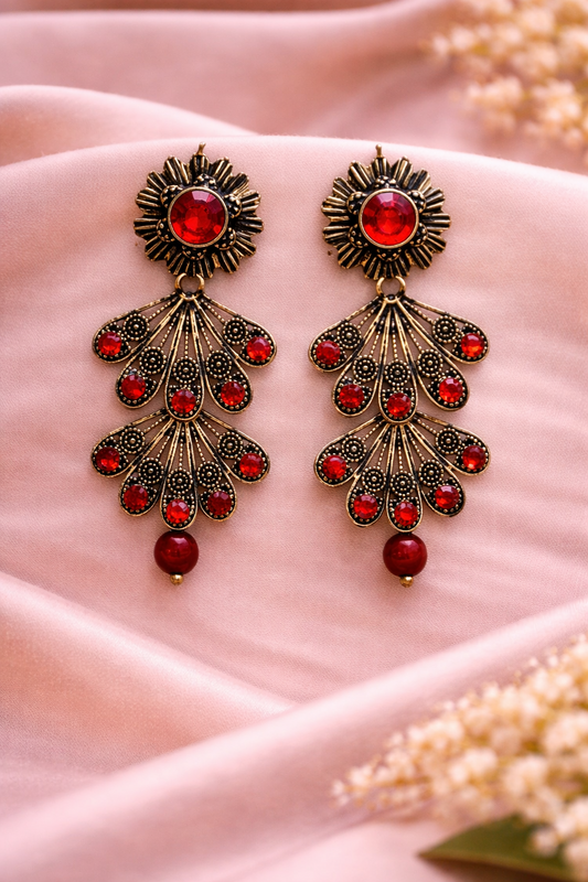 Ruby Fan Statement Earrings