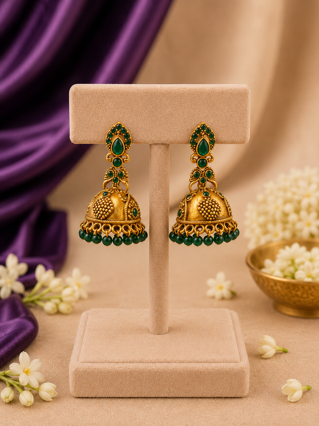 Peacock Motif Jhumka Earrings