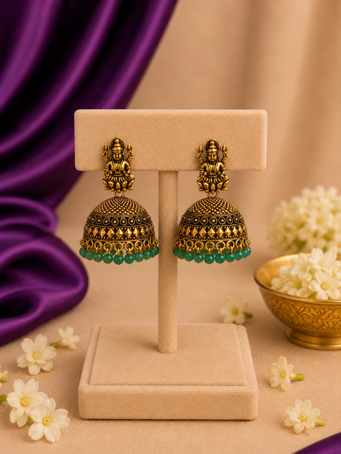 Lakshmi Temple Jhumka Earrings