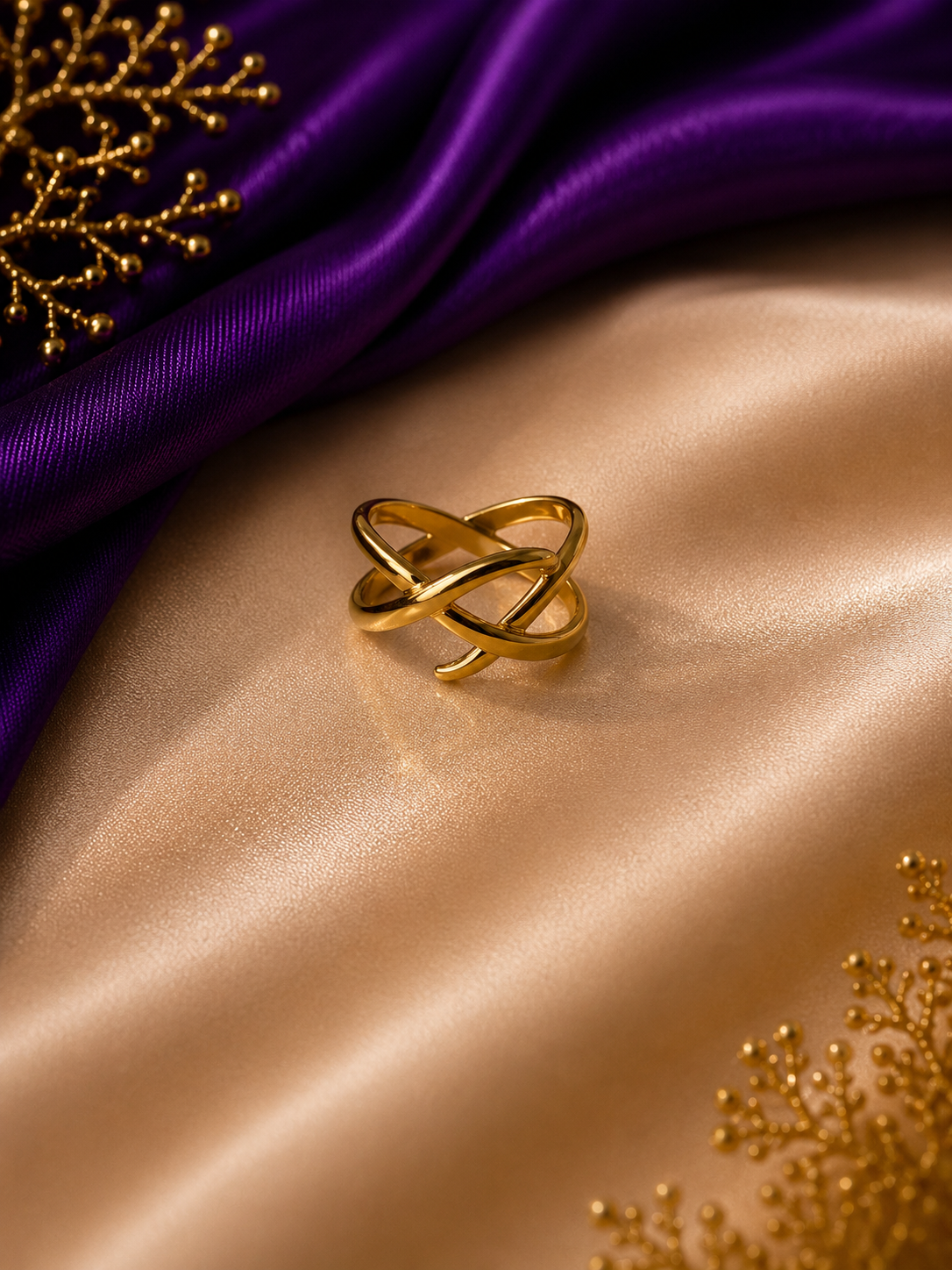 Gold Infinity Knot Criss-Cross Adjustable Ring