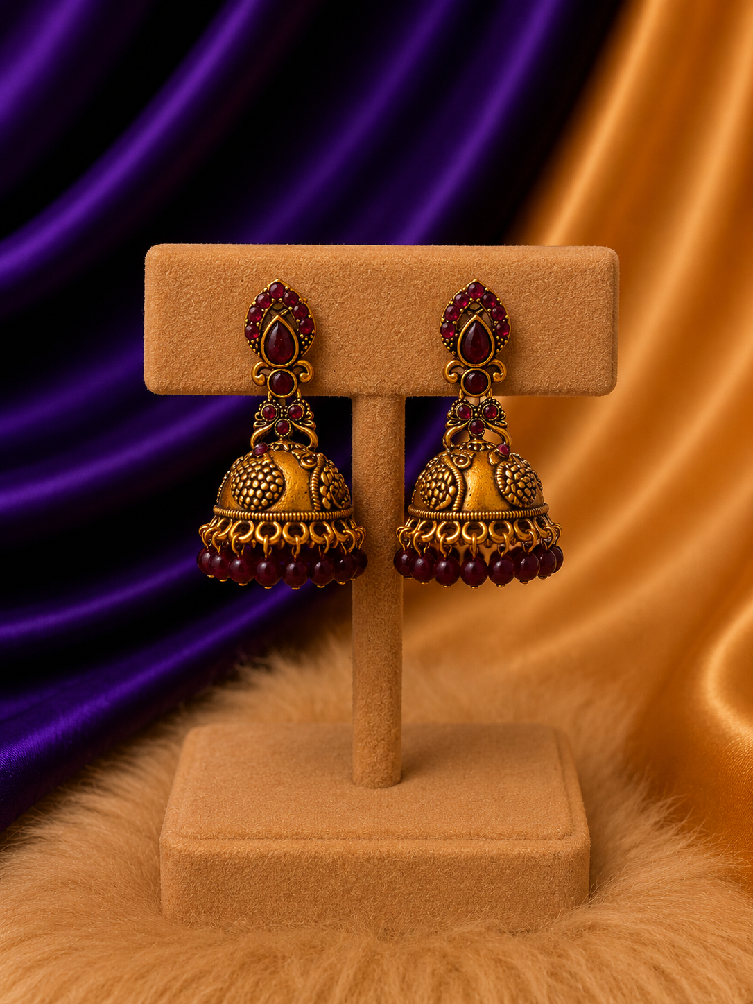Peacock Motif Jhumka Earrings