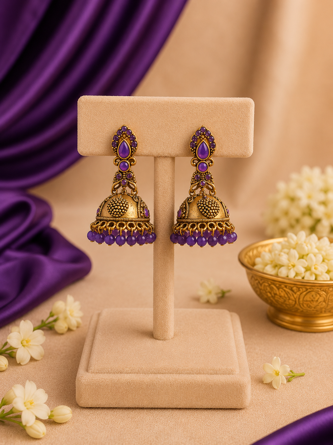 Peacock Motif Jhumka Earrings