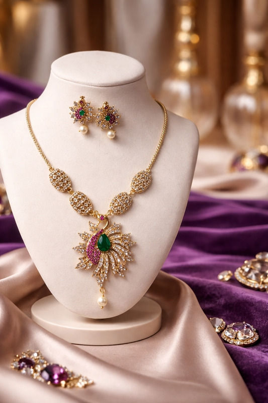 Peacock Aura Necklace Set