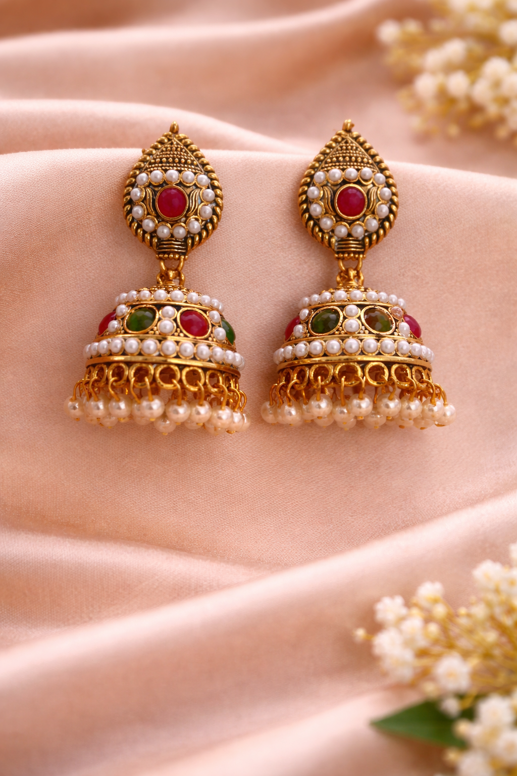 Rani Pearl Dome Jhumka Earrings