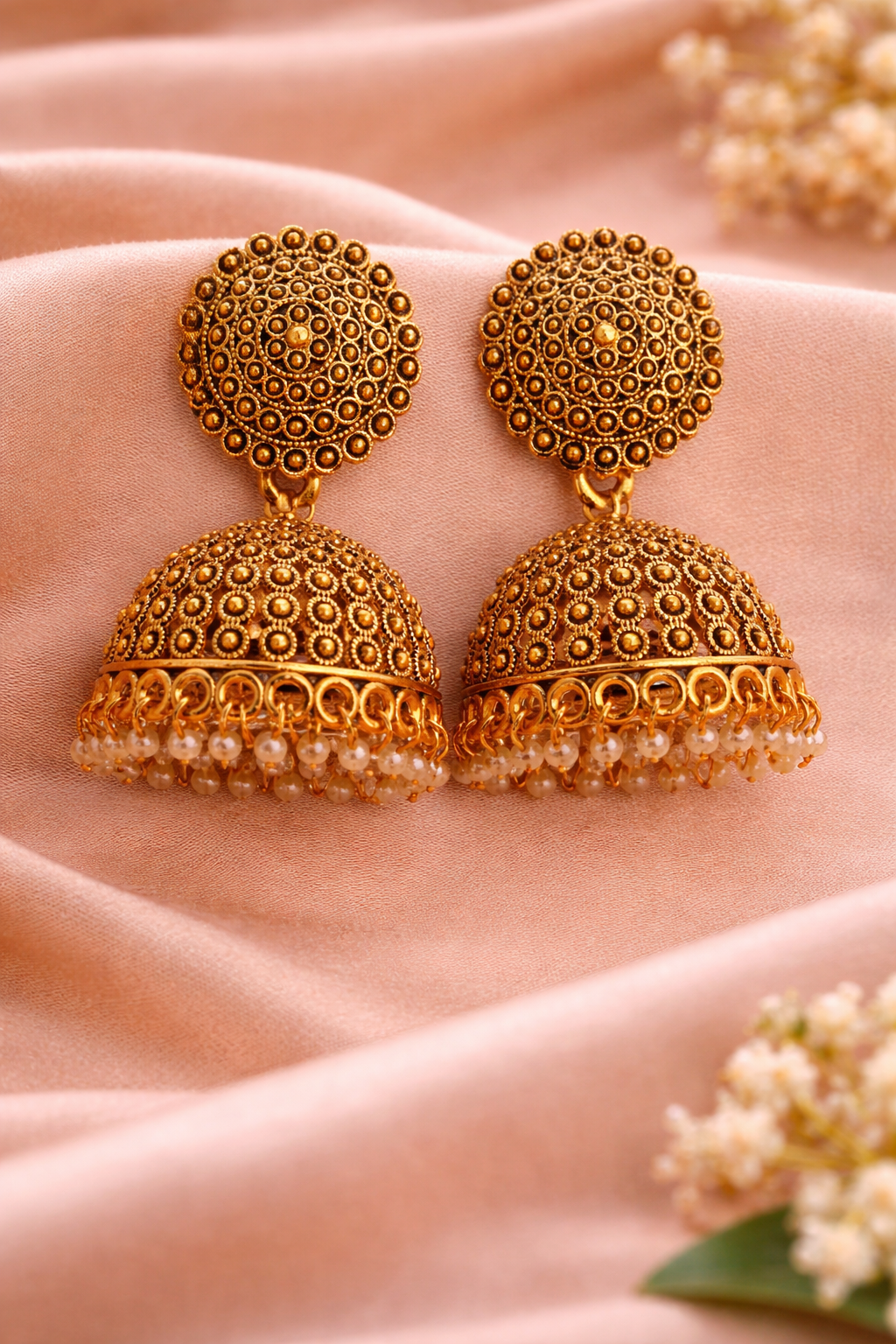 Classic Antique Dome Jhumka Earrings