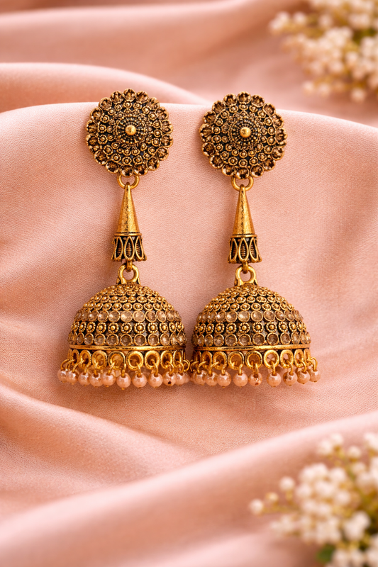 Heritage Long Drop Jhumka Earrings