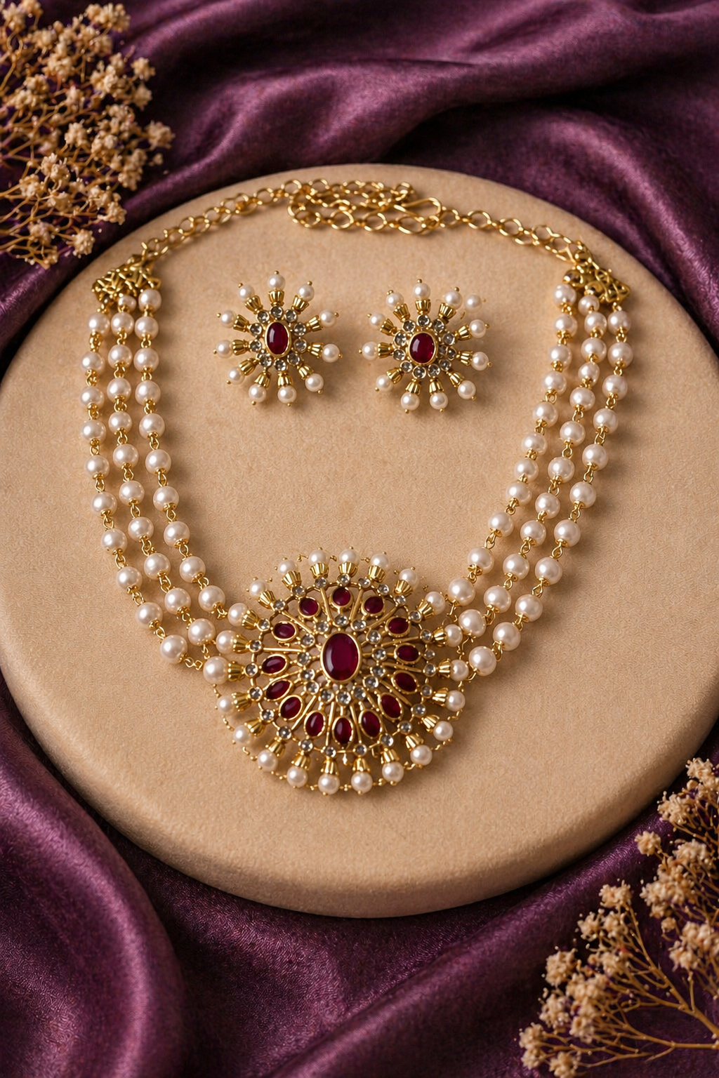 Triple Strand Pearl Royale Choker Set