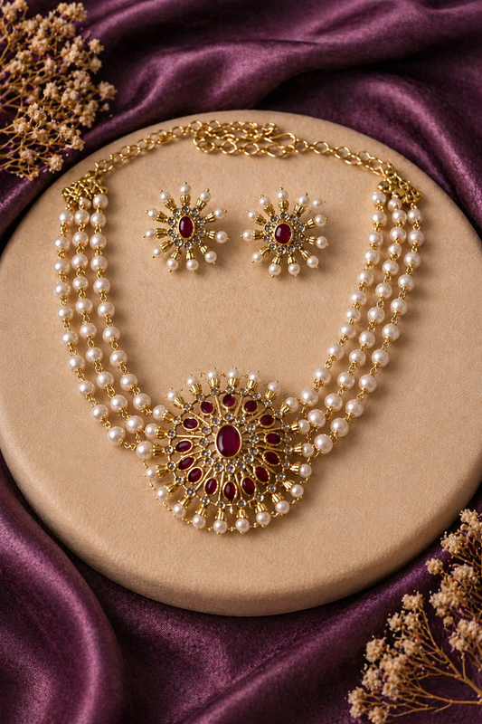 Triple Strand Pearl Royale Choker Set