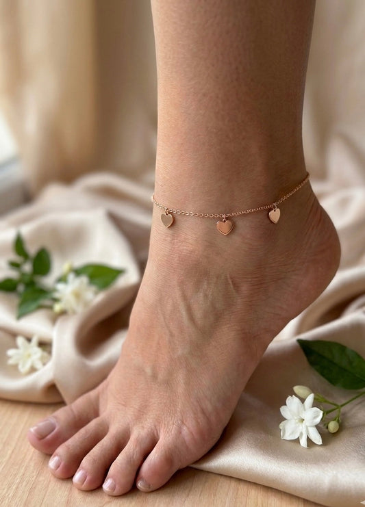 Triple Heart Charm Anklet