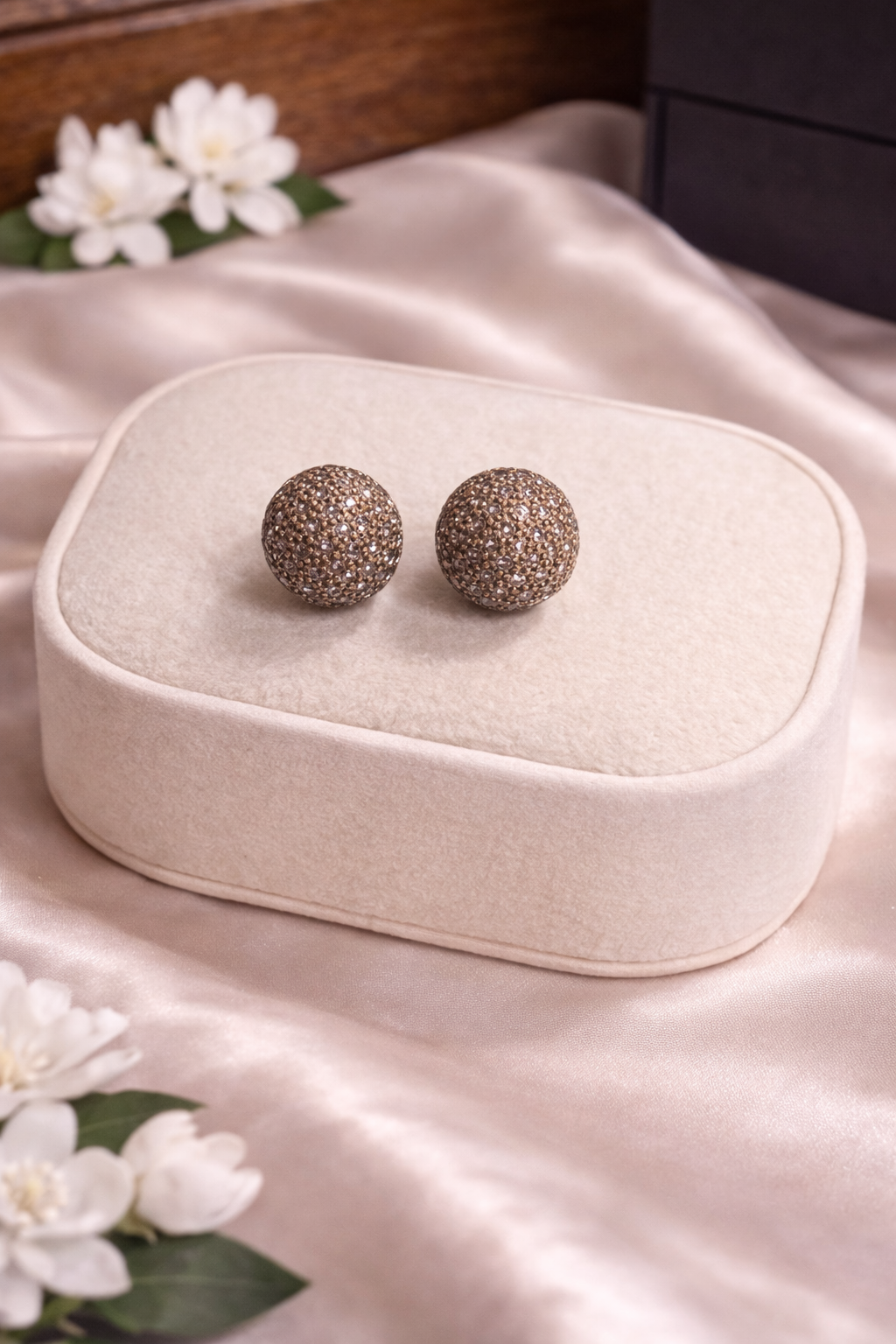 Pavé Crystal Ball Stud Earrings