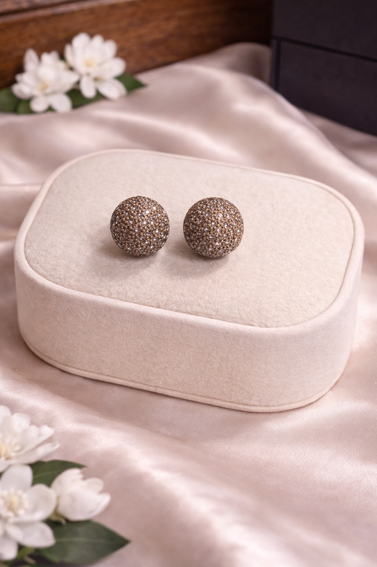 Pavé Crystal Ball Stud Earrings