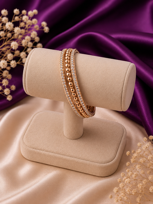 Gold Crystal Bangle Set – Set of 3