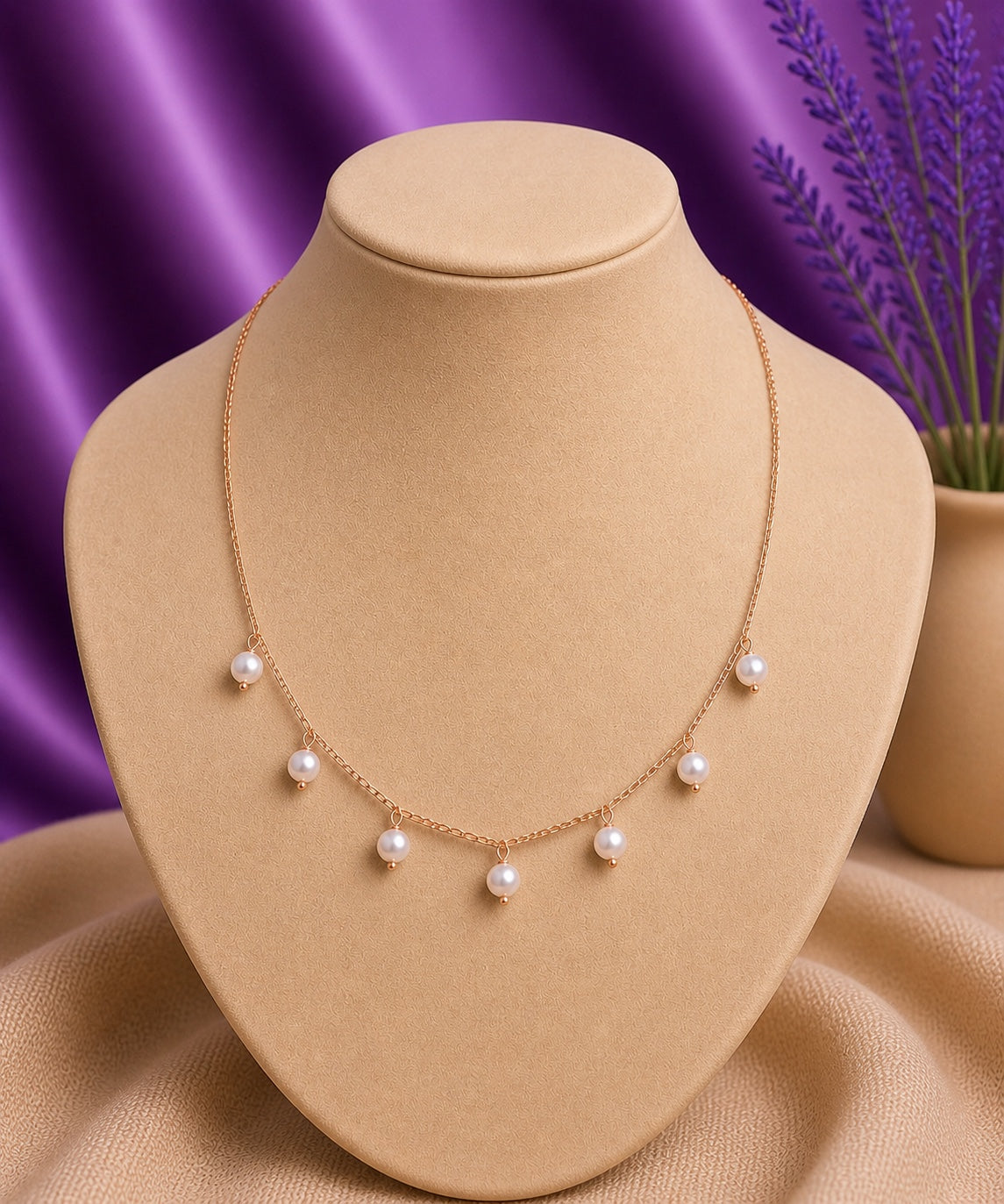 Gold Floating Pearl Drop Necklace