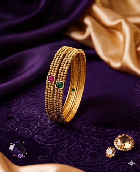 Emerald & Ruby Mesh Bangles