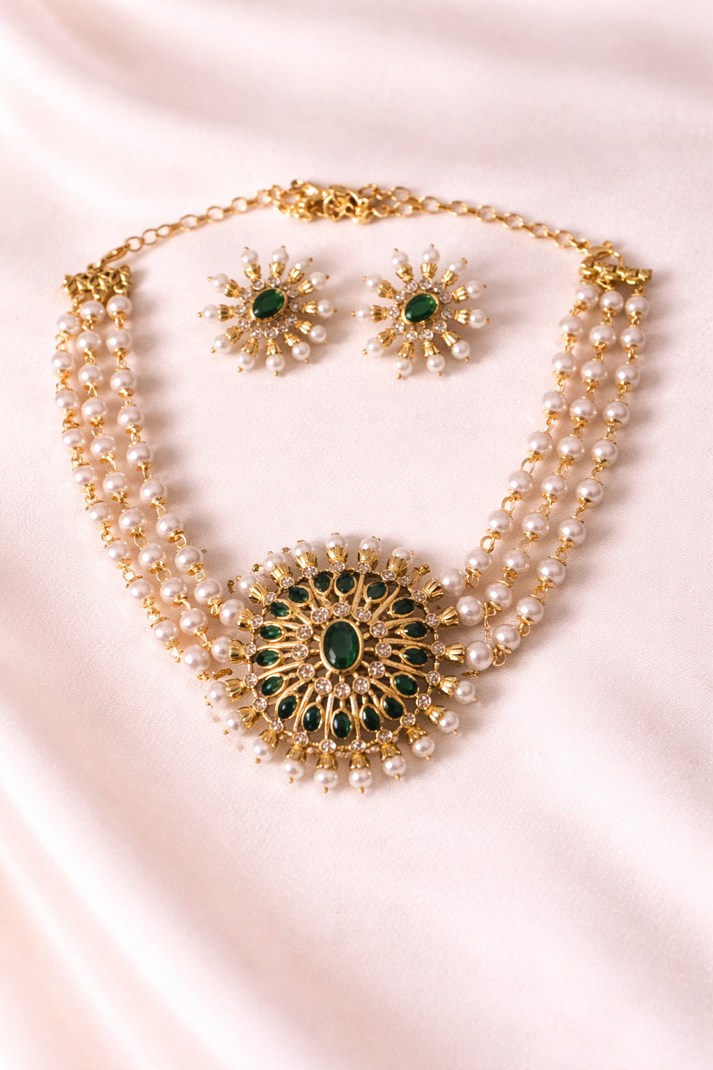 Triple Strand Pearl Royale Choker Set