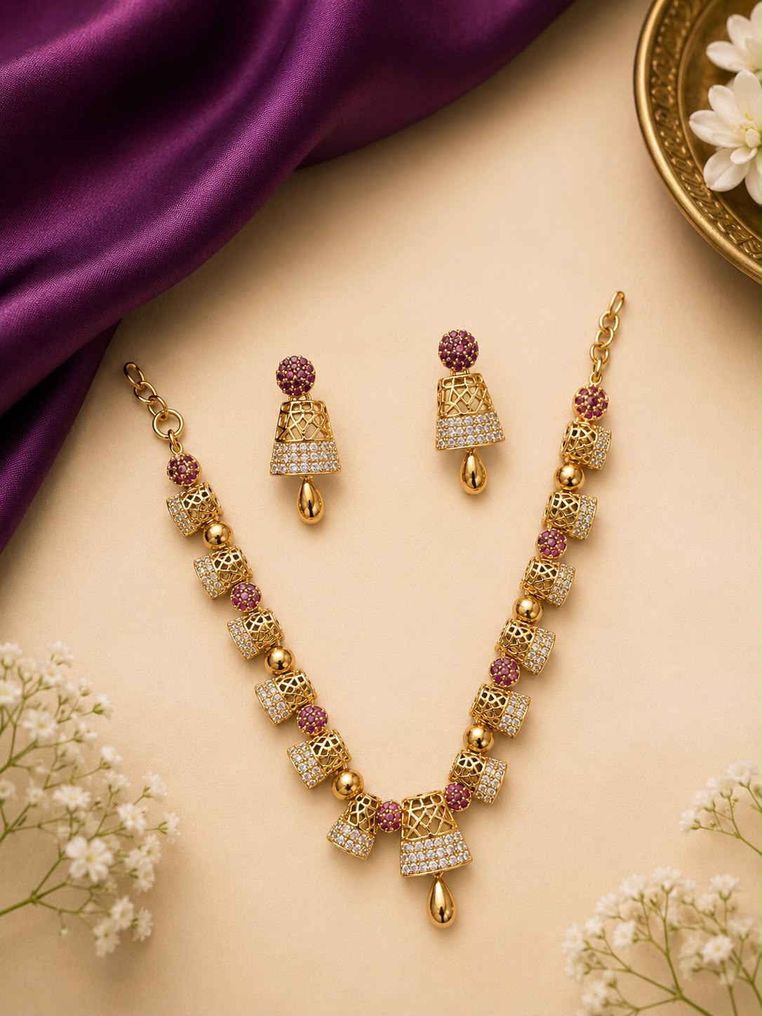 Vaidehi Gold Tone Necklace Set
