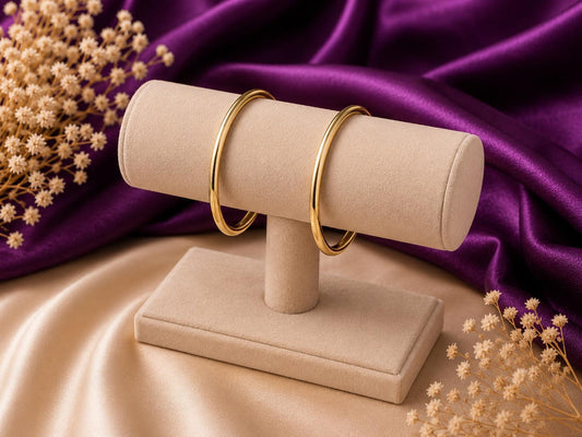 Gold Plain Bangle Set – Set of 2