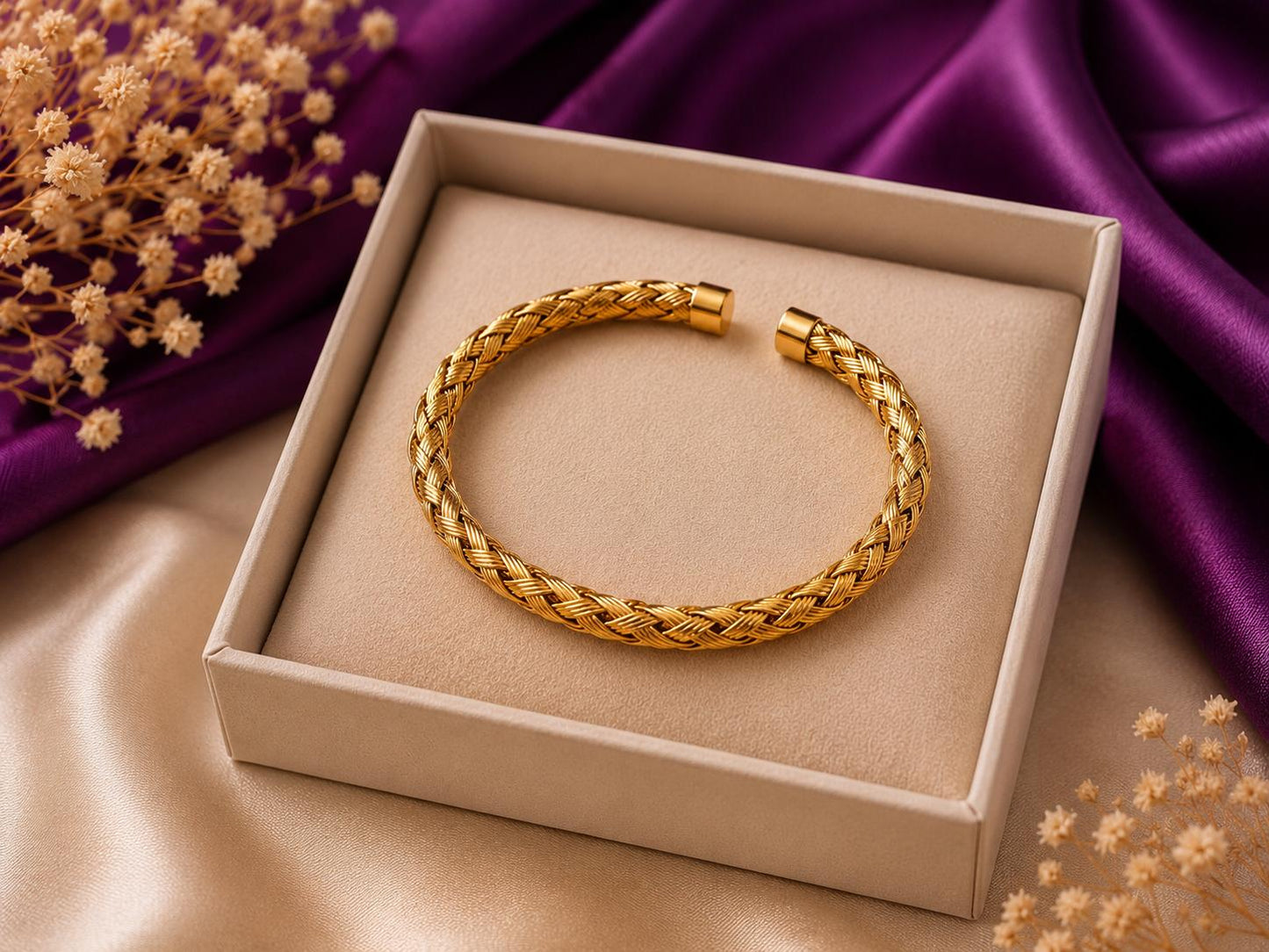 Gold Braided Cuff Bracelet