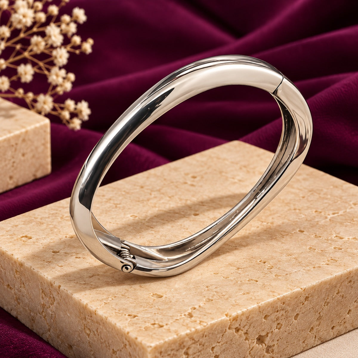 Polished Silver Bangle Bracelet