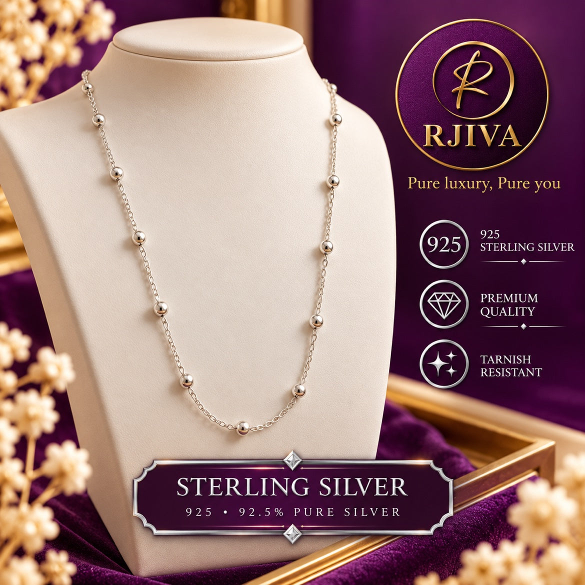 Sterling Silver Bead Chain Necklace