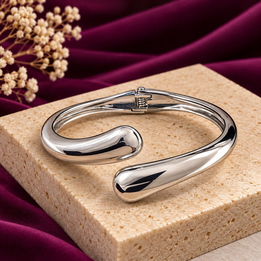 Polished Silver Open Cuff Bangle