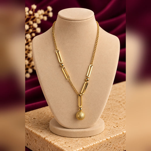Gold Geometric Bar Link Necklace