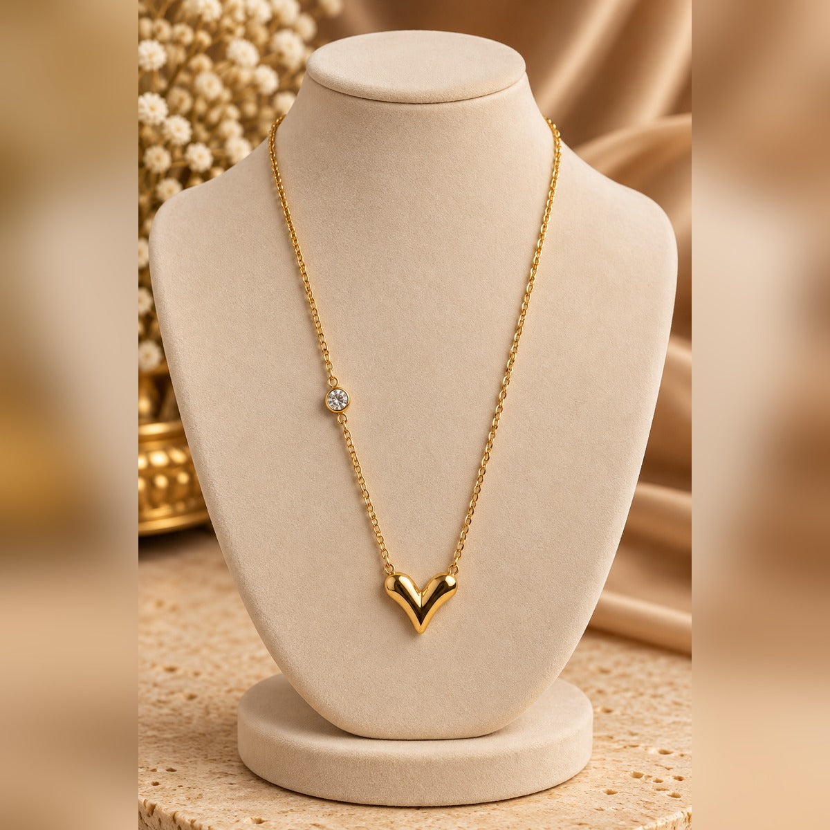 Gold Heart Pendant Necklace