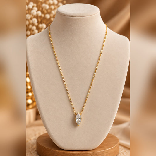 Gold Marquise Pendant Necklace