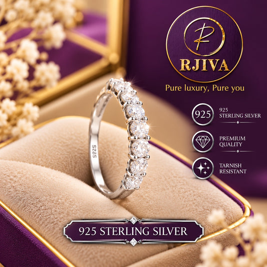 Sterling Silver Half-Eternity Band Ring