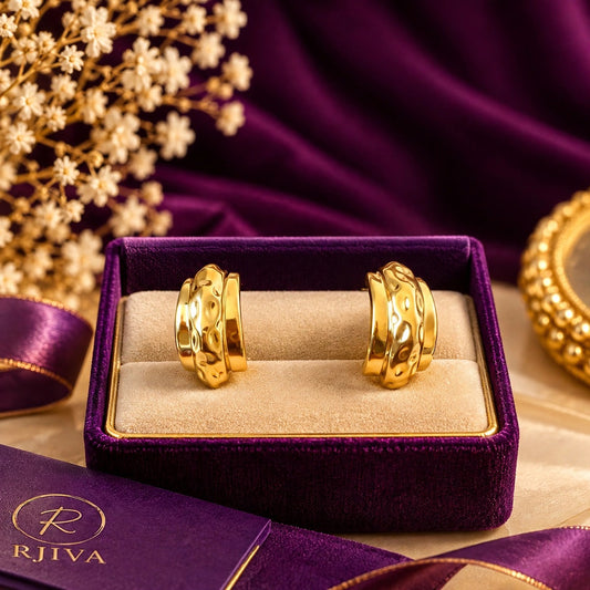 Gold Hammered Hoop Earrings
