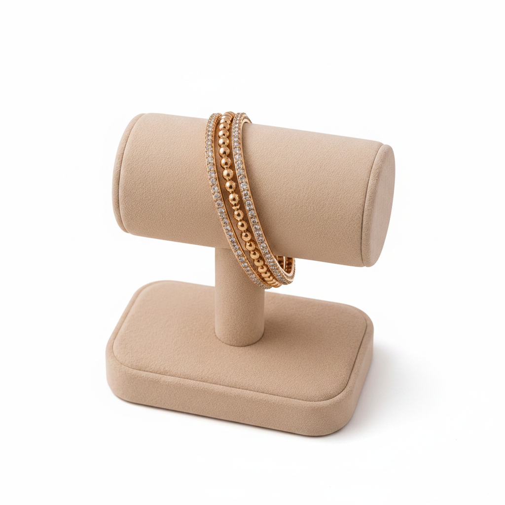 Gold Crystal Bangle Set on white background